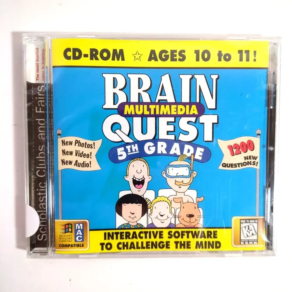 Brain Quest Multimedia 5th Grade CD-ROM PC Mac Video Game Ages 10-11 New Sealed